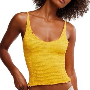 Free People Yellow Pucker Up Seamless Tank Top